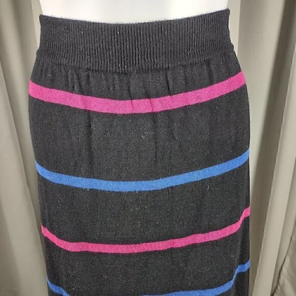 Regatta Sport Women's Wool Blend Multi Color Striped Stretchy Midi Skirt Size L - Picture 2 of 10